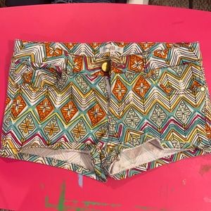 Pattern bright turquoise denim fit shorts